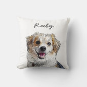 Modern Mixed Breed Dog Illustration | Add Name  クッション (正面)