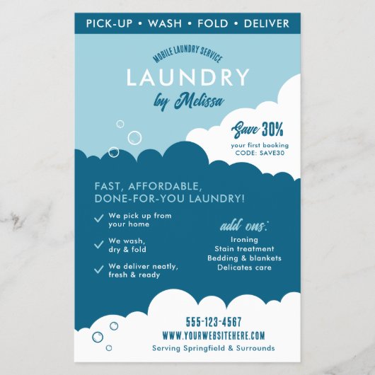 Modern Mobile Laundry Service Laundromat Marketing チラシ (正面)