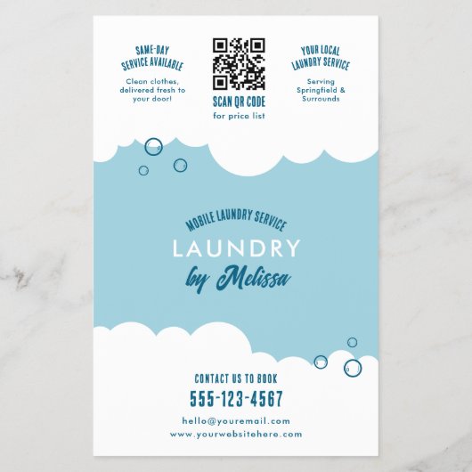 Modern Mobile Laundry Service Laundromat Marketing チラシ (裏面)