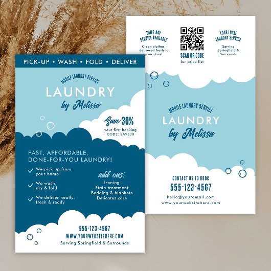 Modern Mobile Laundry Service Laundromat Marketing チラシ