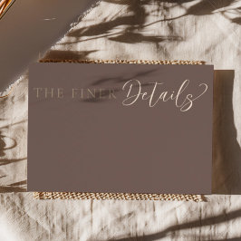 Modern Mocha Brown Wedding Details エンクロージャーカード