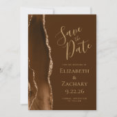 Modern Mocha Gold Agate Brown Save the Date セーブザデート (正面)