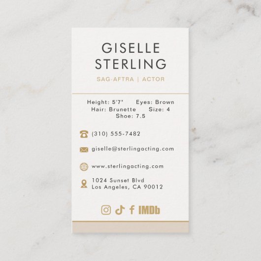 Modern Model Actor Photo Professional  名刺 (裏面)