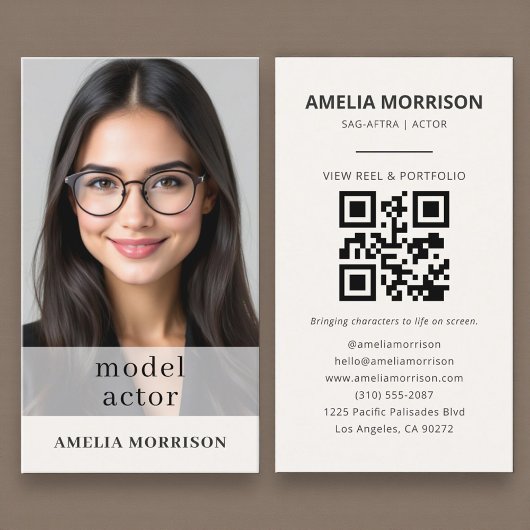 Modern Model Actor Photo QR Code 名刺