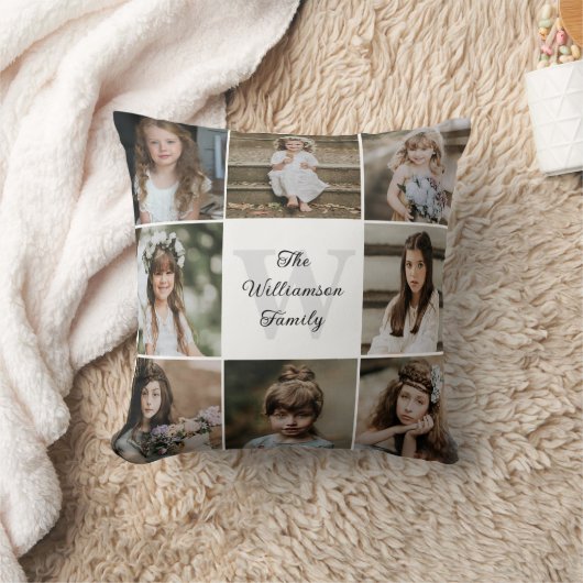 Modern Modern Family 8 Photo Collage クッション (ブランケット)