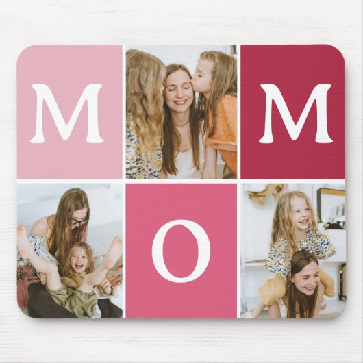 Modern 'MOM' 3 Photo Gift マウスパッド (正面)