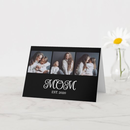 Modern Mom Established 3 Photo Mother's Day  カード (小さな植物)