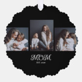 Modern Mom Established Script Black 3 Photo オーナメントカード (正面)