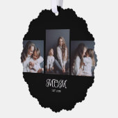 Modern Mom Established Script Black 3 Photo オーナメントカード (左)