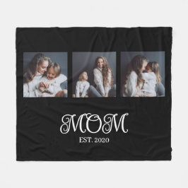 Modern Mom Established Script Black 3 Photo フリースブランケット