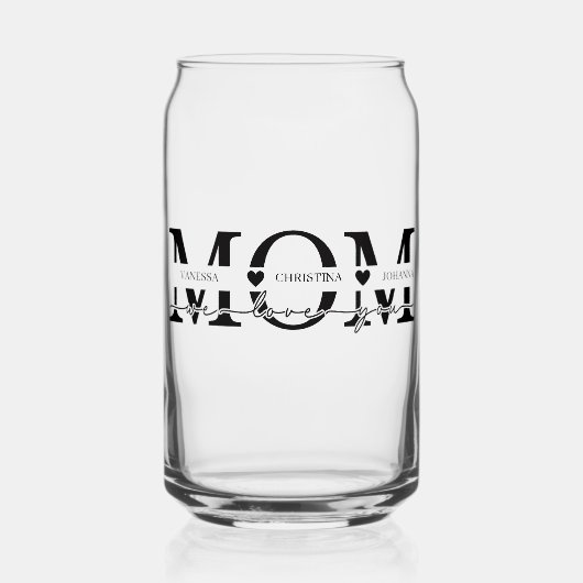 Modern Mom Kids Names Mother's Day ガラス缶 (正面)