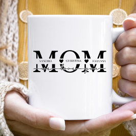 Modern Mom Kids Names Mother's Day コーヒーマグカップ