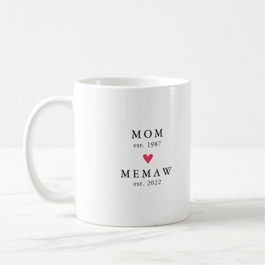 Modern Mom | Memaw Year Est. コーヒーマグ コーヒーマグカップ (左)