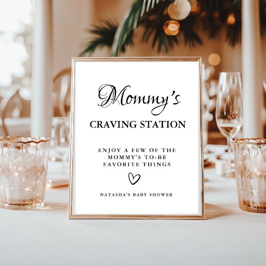 Modern Mommy’s Craving Station baby Shower sign ポスター