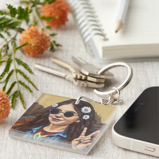 Modern Mona Lisa Painting - da Vinci Inspired Art キーホルダー (正面右)