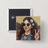 Modern Mona Lisa Painting - da Vinci Inspired Art 缶バッジ (正面&裏面)