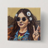 Modern Mona Lisa Painting - da Vinci Inspired Art 缶バッジ (正面)