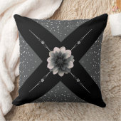 Modern Monochromatic Dahlia Floral Geometric クッション (ブランケット)