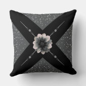 Modern Monochromatic Dahlia Floral Geometric クッション (裏面)