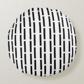 Modern Monochrome Black & White Matrix Striped  ラウンドクッション (正面)