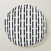 Modern Monochrome Black & White Matrix Striped  ラウンドクッション (裏面)