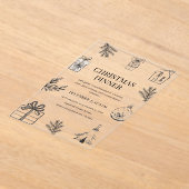 Modern Monochrome Christmas Dinner  アクリル招待状 (レイダウン)