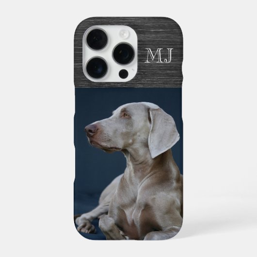 Modern Monogram 1 Photo Brushed Metal Grey iPhoneケース (裏面)