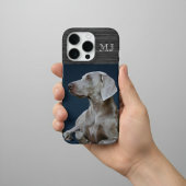 Modern Monogram 1 Photo Brushed Metal Grey iPhoneケース