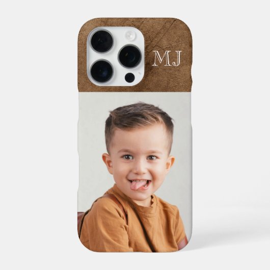Modern Monogram 1 Photo Distressed Brown iPhoneケース (裏面)