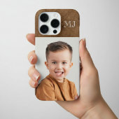 Modern Monogram 1 Photo Distressed Brown iPhoneケース