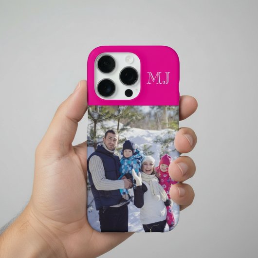 Modern Monogram 1 Photo Hot Pink iPhoneケース