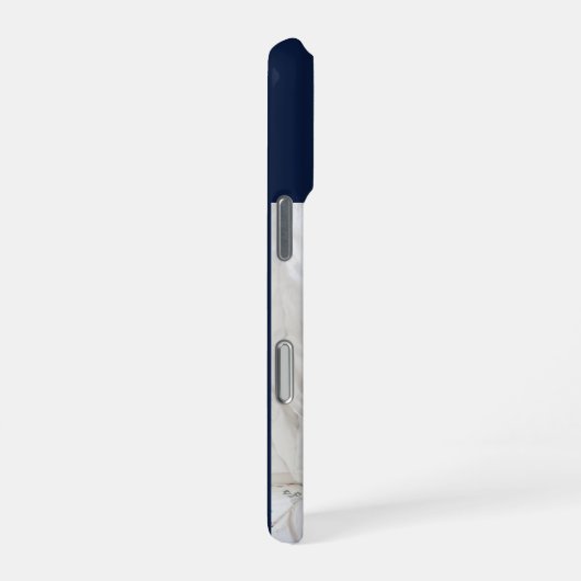 Modern Monogram 1 Photo Navy Blue iPhoneケース (右側面)