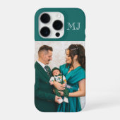 Modern Monogram 1 Photo Teal Green iPhoneケース (裏面)