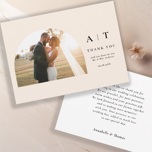 Modern Monogram 3 Photo Thank You    サンキューカード