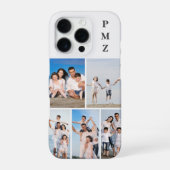 Modern Monogram 5 Photo Collage Cloud Dancer White iPhoneケース (裏面)