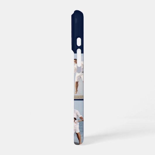 Modern Monogram 5 Photo Collage Dark Navy Blue iPhoneケース (左側面)