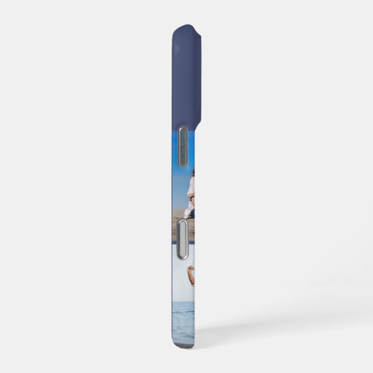 Modern Monogram 5 Photo Collage Dusk Blue iPhoneケース (右側面)