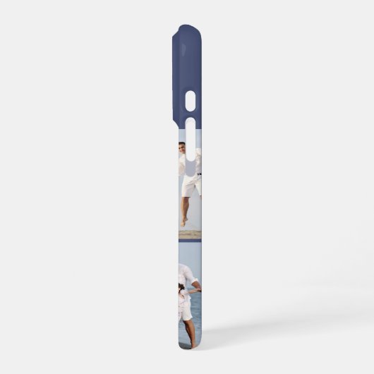 Modern Monogram 5 Photo Collage Dusk Blue iPhoneケース (左側面)