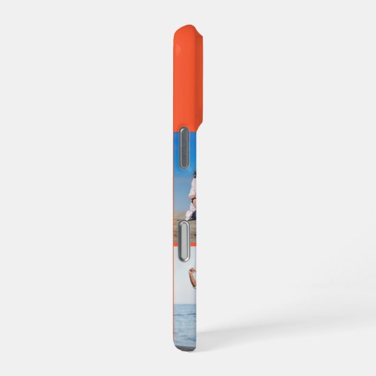 Modern Monogram 5 Photo Collage Persimmon Orange iPhoneケース (右側面)