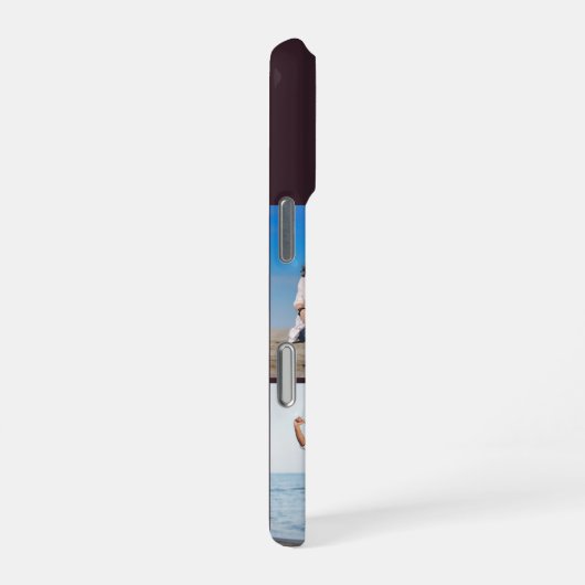 Modern Monogram 5 Photo Collage Plum Purple iPhoneケース (右側面)