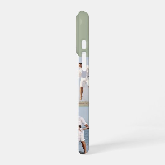 Modern Monogram 5 Photo Collage Sage Green iPhoneケース (左側面)