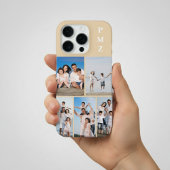 Modern Monogram 5 Photo Collage Sand Cream Beige iPhoneケース