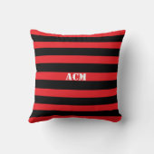 Modern Monogram Black and Red Stripes クッション (裏面)