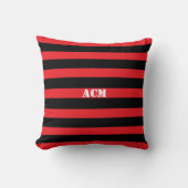 Modern Monogram Black and Red Stripes クッション (正面)