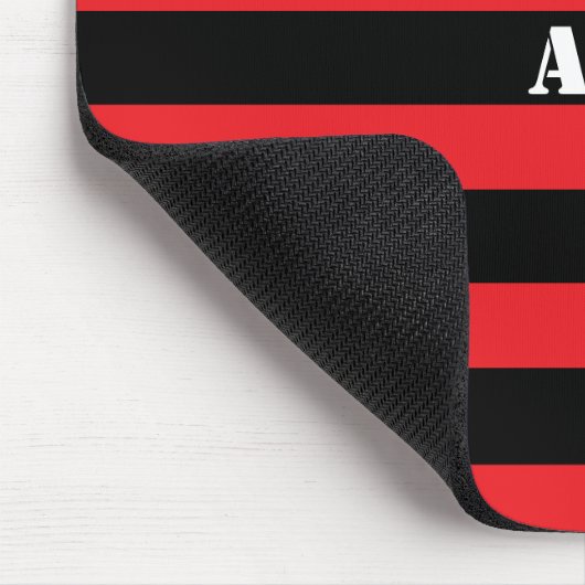 Modern Monogram Black and Red Stripes マウスパッド (コーナー)