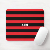 Modern Monogram Black and Red Stripes マウスパッド (マウス)
