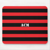 Modern Monogram Black and Red Stripes マウスパッド (正面)