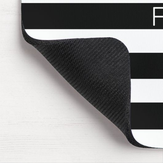 Modern Monogram Black and White Stripes マウスパッド (コーナー)