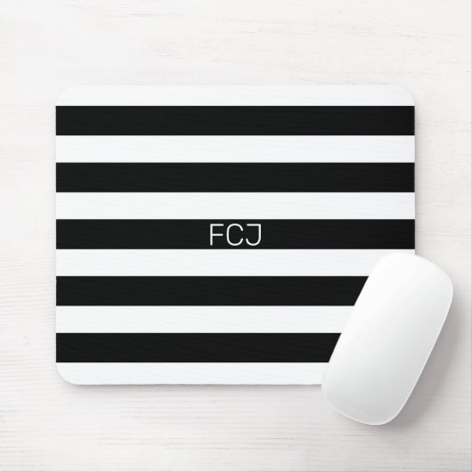 Modern Monogram Black and White Stripes マウスパッド (マウス)
