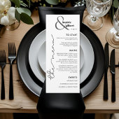 Modern Monogram Black and White Wedding Menu Card メニュー